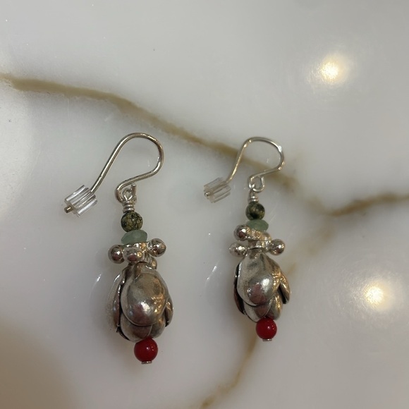 Sundance Catalog Sterling Silver “Tulip” Earrings—Coral/Green Aventurine-NWOT - Picture 1 of 6